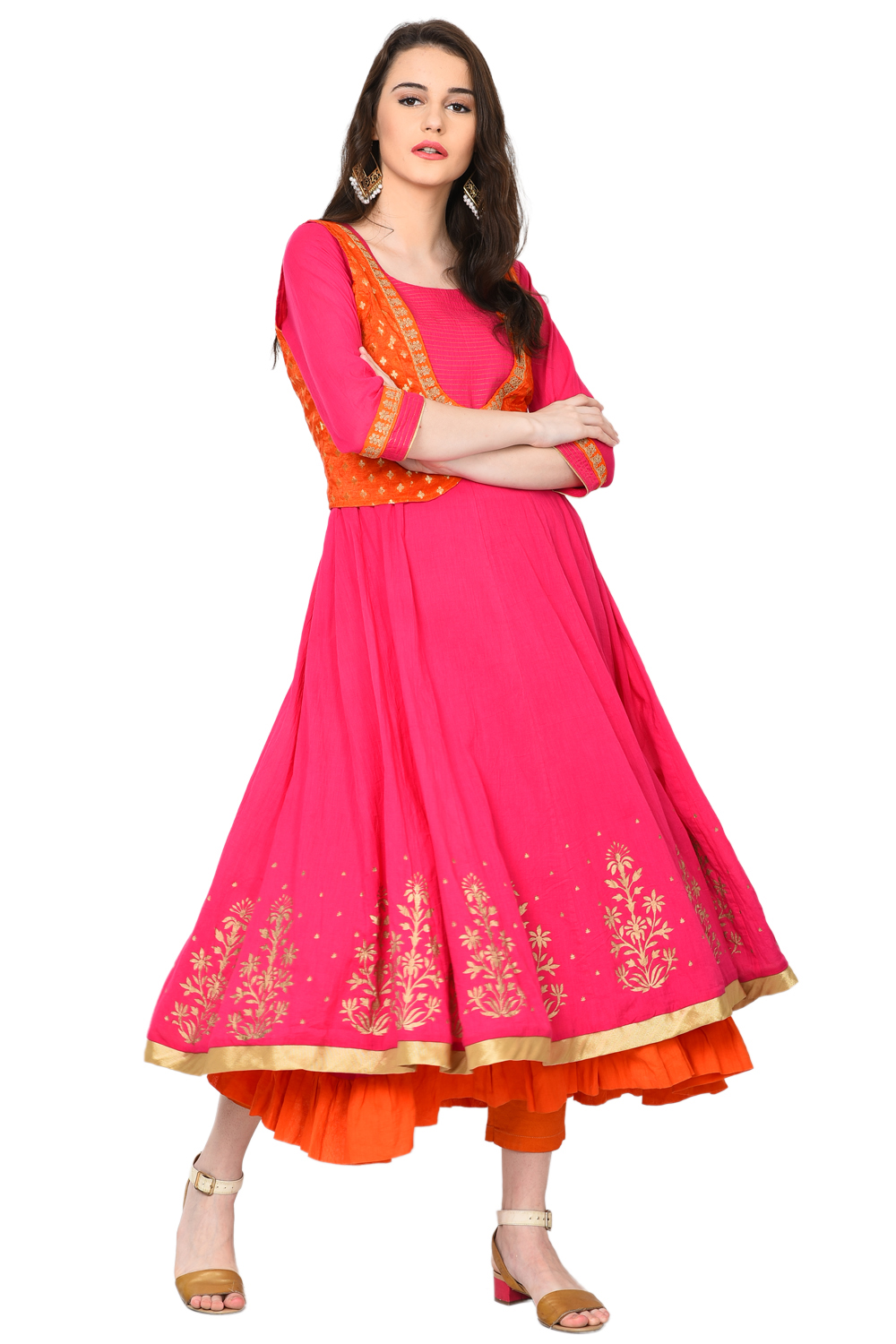 Pink Kalidar Viscose Kurta image number 0